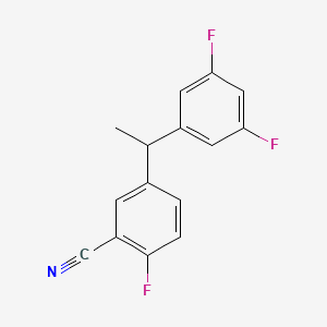 molecular formula C15H10F3N B8445936 5-[1-(3,5-Difluoro-phenyl)-ethyl]-2-fluoro-benzonitrile 