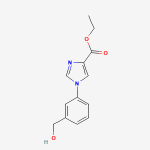 molecular formula C13H14N2O3 B8446019 1-(3-Hydroxymethyl-phenyl)-1H-imidazole-4-carboxylic acid ethyl ester 