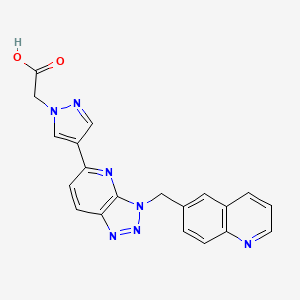 molecular formula C20H15N7O2 B8446091 2-(4-(3-(Quinolin-6-ylmethyl)-3H-[1,2,3]triazolo[4,5-b]pyridin-5-yl)-1H-pyrazol-1-yl)acetic acid 