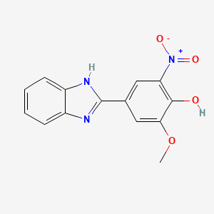 molecular formula C14H11N3O4 B8446235 4-(2-Benzimidazolyl)-2-methoxy-6-nitrophenol 