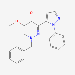 molecular formula C21H18N4O2 B8446544 1-benzyl-5-methoxy-3-(1-phenyl-1H-pyrazol-5-yl)pyridazin-4(1H)-one 