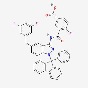 molecular formula C41H28F3N3O3 B8446789 N-[5-(3,5-Difluoro-benzyl)-1-trityl-1H-indazol-3-yl]-4-fluoro-isophthalamic acid 