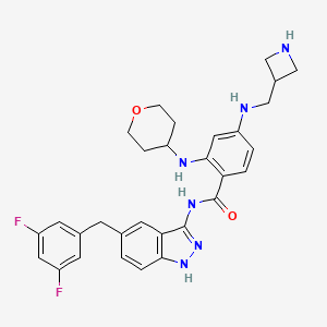 molecular formula C30H32F2N6O2 B8446816 4-[(azetidin-3-ylmethyl)amino]-N-[5-(3,5-difluorobenzyl)-1H-indazol-3-yl]-2-(tetrahydro-2H-pyran-4-ylamino)benzamide 