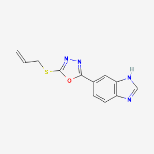 molecular formula C12H10N4OS B8446944 5-(5-(Allylthio)-1,3,4-oxadiazol-2-yl)-1H-benzo[d]imidazole 