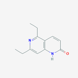 molecular formula C12H14N2O B8446995 5,7-diethyl-1,6-naphthyridin-2(1H)-one 