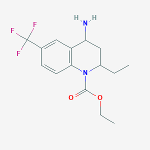 molecular formula C15H19F3N2O2 B8447074 Ethyl 4-amino-2-ethyl-6-(trifluoromethyl)-3,4-dihydroquinoline-1(2H)-carboxylate 