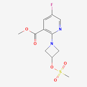 molecular formula C11H13FN2O5S B8447157 Methyl 5-fluoro-2-(3-((methylsulfonyl)oxy)azetidin-1-yl)nicotinate 