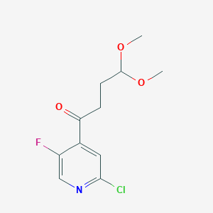 molecular formula C11H13ClFNO3 B8447188 1-(2-Chloro-5-fluoro-pyridin-4-yl)-4,4-dimethoxy-butan-1-one 