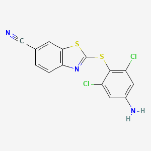 molecular formula C14H7Cl2N3S2 B8447209 2-(4-Amino-2,6-dichloro-phenylsulfanyl)-benzothiazole-6-carbonitrile 