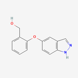 molecular formula C14H12N2O2 B8447212 [2-(1H-indazol-5-yloxy)phenyl]methanol 