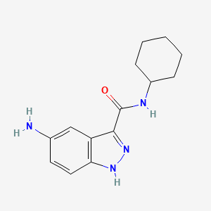 molecular formula C14H18N4O B8447230 5-amino-N-cyclohexyl-1H-indazole-3-carboxamide 