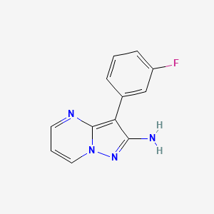 molecular formula C12H9FN4 B8447232 3-(3-Fluorophenyl)pyrazolo[1,5-a]pyrimidin-2-amine 