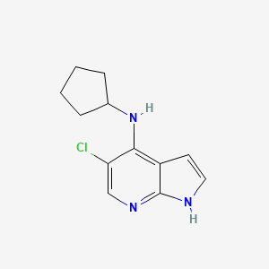 molecular formula C12H14ClN3 B8447356 5-chloro-N-cyclopentyl-1H-pyrrolo[2,3-b]pyridin-4-amine 