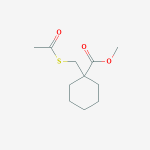 molecular formula C11H18O3S B8447670 1-Acetylsulfanylmethylcyclohexanecarboxylic acid methyl ester 