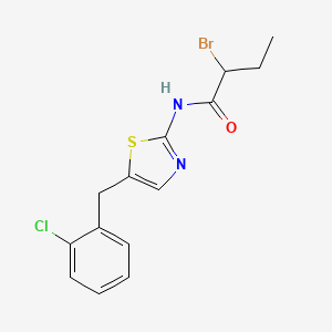 molecular formula C14H14BrClN2OS B8447707 2-Bromo-N-[5-(2-chloro-benzyl)-thiazol-2-yl]-butyramide 