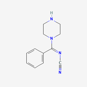 molecular formula C12H14N4 B8447713 (Phenyl(piperazin-1-yl)methylene)cyanamide 