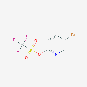 molecular formula C6H3BrF3NO3S B8447733 Methanesulfonic acid, 1,1,1-trifluoro-, 5-bromo-2-pyridinyl ester 