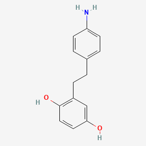 molecular formula C14H15NO2 B8447837 2-[2-(4-Aminophenyl)ethyl]benzene-1,4-diol CAS No. 5803-27-0