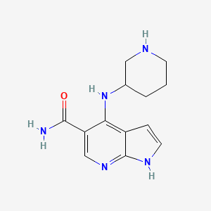 molecular formula C13H17N5O B8447857 4-(piperidin-3-ylamino)-1H-pyrrolo[2,3-b]pyridine-5-carboxamide 
