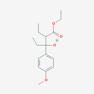 molecular formula C16H24O4 B8447927 Ethyl 2-ethyl-3-hydroxy-3-(p-methoxyphenyl)pentanoate 