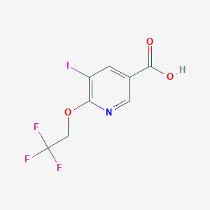 molecular formula C8H5F3INO3 B8448023 3-Pyridinecarboxylic acid, 5-iodo-6-(2,2,2-trifluoroethoxy)- 