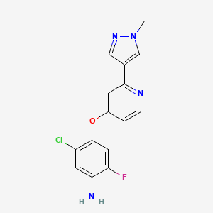 molecular formula C15H12ClFN4O B8448166 5-chloro-2-fluoro-4-(2-(1-methyl-1H-pyrazol-4-yl)pyridin-4-yloxy)benzenamine 