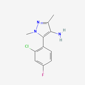 molecular formula C11H11ClFN3 B8448191 5-(2-chloro-4-fluorophenyl)-1,3-dimethyl-1H-pyrazol-4-amine 