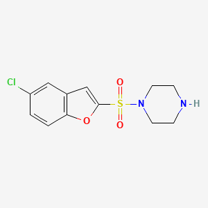 molecular formula C12H13ClN2O3S B8448559 1-(5-Chlorobenzofuran-2-ylsulphonyl) piperazine 