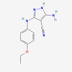 molecular formula C12H13N5O B8448563 5-Amino-4-cyano-3-(4-ethoxy-phenylamino)-pyrazole 