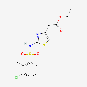 molecular formula C14H15ClN2O4S2 B8448779 Ethyl 2-(2-{[(3-chloro-2-methylphenyl)sulfonyl]amino)-1,3-thiazol-4-yl)acetate 