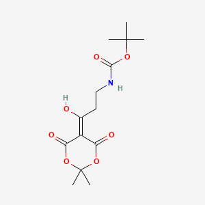 molecular formula C14H21NO7 B8448882 5-[1-Hydroxy-3-(tert-butoxycarbonylamino)propylidene]-2,2-dimethyl-1,3-dioxane-4,6-dione 