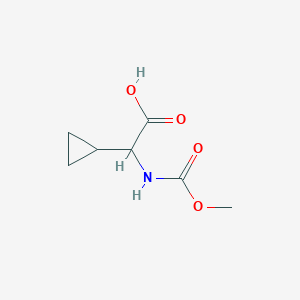 molecular formula C7H11NO4 B8448971 Cyclopropyl-methoxycarbonylamino-acetic acid 
