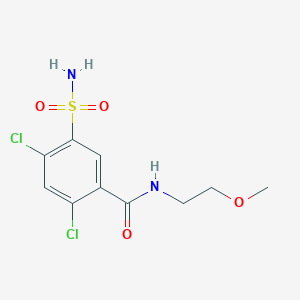 molecular formula C10H12Cl2N2O4S B8449052 2,4-dichloro-N-(2-methoxyethyl)-5-sulfamoylbenzamide 