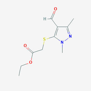 molecular formula C10H14N2O3S B8449263 Ethyl [(4-formyl-1,3-dimethyl-1H-pyrazol-5-yl)sulfanyl]acetate 