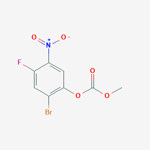 molecular formula C8H5BrFNO5 B8449265 Methyl 2-bromo-4-fluoro-5-nitrophenoxyformate 