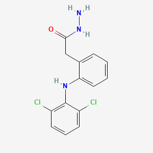 molecular formula C14H13Cl2N3O B8449294 2-[(2,6-Dichlorophenyl)amino]benzeneacetic acid, hydrazide 