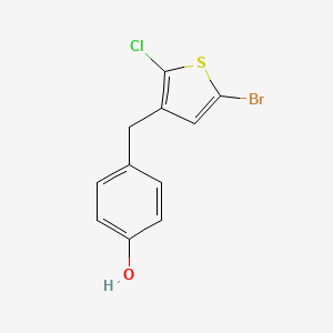 molecular formula C11H8BrClOS B8449419 4-((5-Bromo-2-chlorothiophen-3-yl)methyl)phenol 