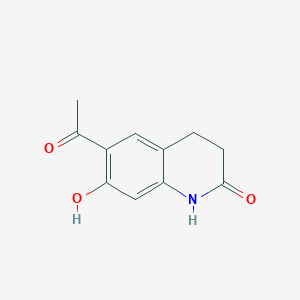 molecular formula C11H11NO3 B8449562 6-Acetyl-3,4-dihydro-7-hydroxy-2H-quinolin-2-one 