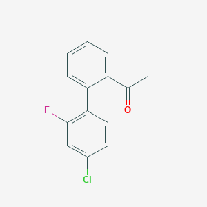 molecular formula C14H10ClFO B8449606 1-(4'-Chloro-2'-fluoro-1,1'-biphenyl-2-yl)ethanone 