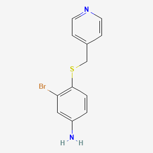 molecular formula C12H11BrN2S B8449650 4-[(4-Amino-2-bromophenylthio)methyl]pyridine 