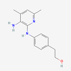 molecular formula C15H19N3O B8449686 2-{4-[(3-Amino-4,6-dimethyl-2-pyridinyl)amino]phenyl}ethanol 