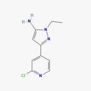 molecular formula C10H11ClN4 B8449687 3-(2-Chloropyridin-4-yl)-1-ethyl-1H-pyrazol-5-amine 