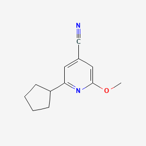molecular formula C12H14N2O B8449701 2-Cyclopentyl-6-methoxy-isonicotinonitrile 
