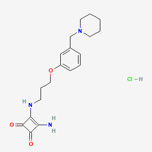 molecular formula C19H26ClN3O3 B8449720 3-Cyclobutene-1,2-dione, 3-amino-4-((3-(3-(1-piperidinylmethyl)phenoxy)propyl)amino)-, hydrochloride (1:1) CAS No. 86134-36-3