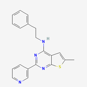 molecular formula C20H18N4S B8449766 2-(Pyridin-3-yl)-4-phenethylamino-6-methyl-thieno-[2,3-d]-pyrimidine 