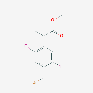 molecular formula C11H11BrF2O2 B8449855 Methyl 2-[4-(bromomethyl)-2,5-difluoro-phenyl]propionate 