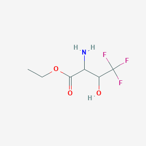 molecular formula C6H10F3NO3 B8450093 Ethyl 2-amino-4,4,4-trifluoro-3-hydroxybutanoate 