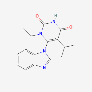molecular formula C16H18N4O2 B8450199 6-Benzoimidazol-1-yl-1-ethyl-5-isopropyl-1H-pyrimidine-2,4-dione 