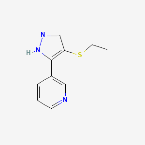 molecular formula C10H11N3S B8450575 3-(4-Ethylsulfanyl-1H-pyrazol-3-yl)-pyridine 