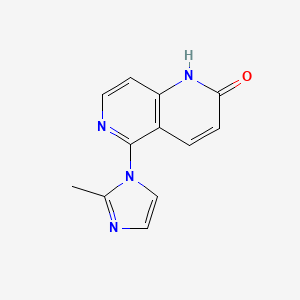 molecular formula C12H10N4O B8450717 5-(2-methyl-1H-imidazol-1-yl)-1,6-naphthyridin-2(1H)-one 